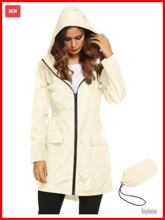 Jackets & Blazers - Waterproof Lightweight Rain Jacket Hooded Windbreaker Packable